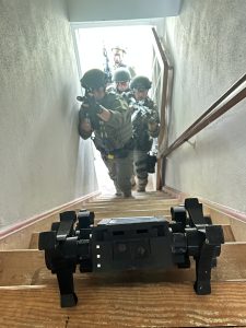 MK-8 Stair Climbing Robot climbing the stairs with law enforcement - SWAT team